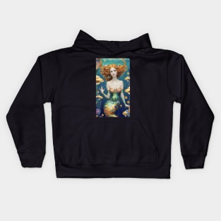 Gustav Klimt's Enigmatic Siren: Inspired Mermaid Majesty Kids Hoodie